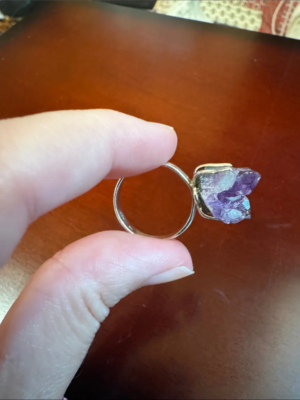 Gorgeous Amethyst Raw Crystal Statement Ring - Purple